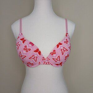 Juicy Couture Push Up Bra Butterflies Pink Size 36 B